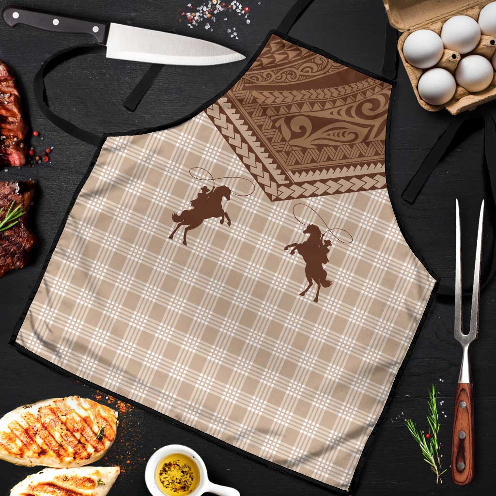 Aloha Hawaii Cowboys Paniolo Apron Beige Palaka - Polynesian Pride