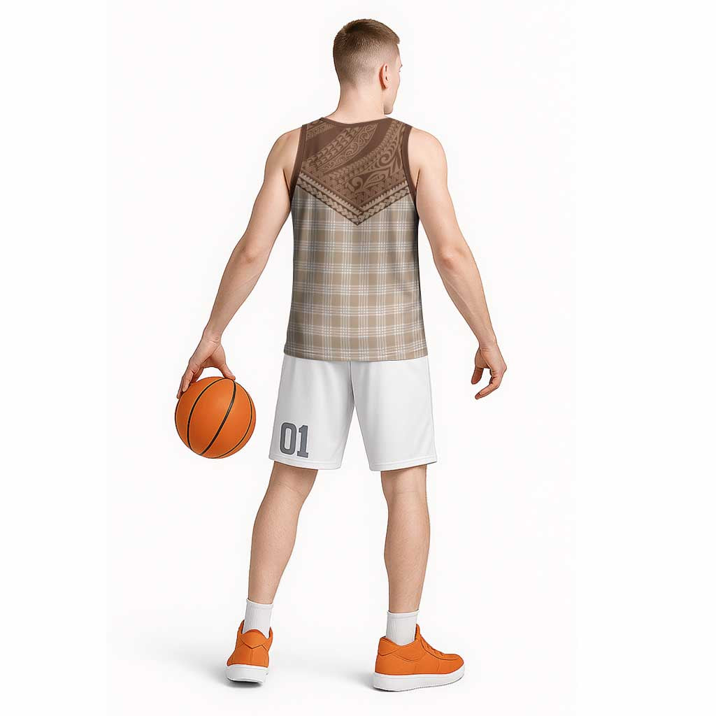 Aloha Hawaii Cowboys Paniolo Basketball Jersey Beige Palaka - Polynesian Pride