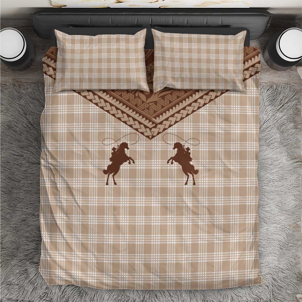 Aloha Hawaii Cowboys Paniolo Bedding Set Beige Palaka - Polynesian Pride