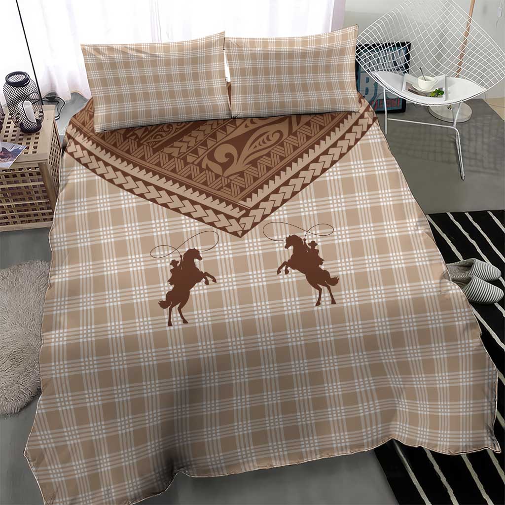 Aloha Hawaii Cowboys Paniolo Bedding Set Beige Palaka - Polynesian Pride