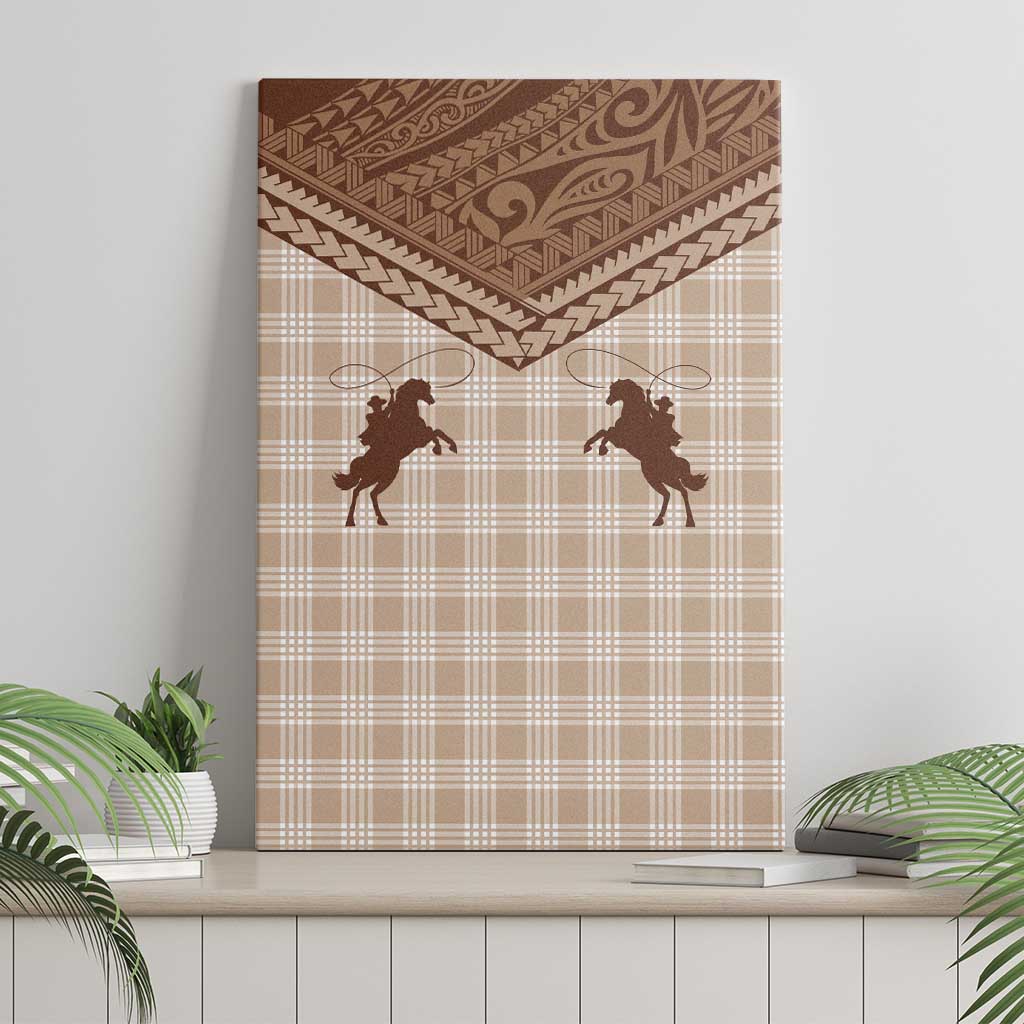 Aloha Hawaii Cowboys Paniolo Canvas Wall Art Beige Palaka - Polynesian Pride