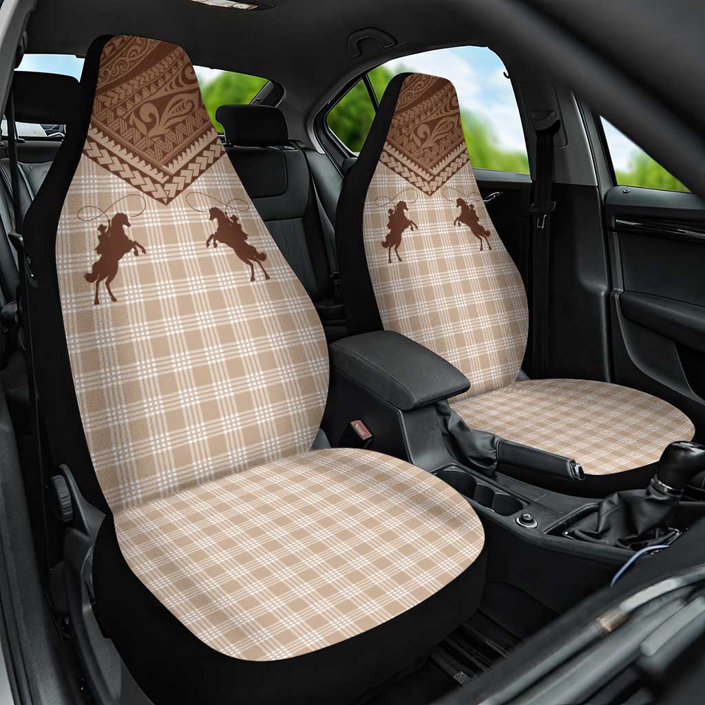 Aloha Hawaii Cowboys Paniolo Car Seat Cover Beige Palaka - Polynesian Pride
