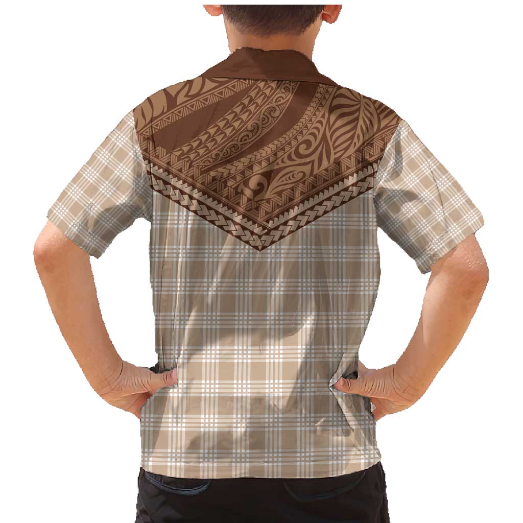 Aloha Hawaii Cowboys Paniolo Family Matching Mermaid Dress and Hawaiian Shirt Beige Palaka - Polynesian Pride