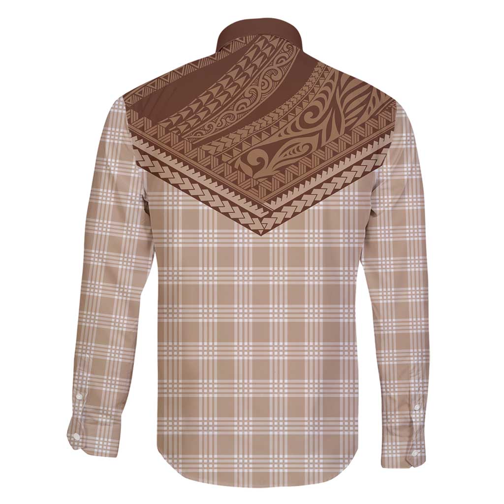 Aloha Hawaii Cowboys Paniolo Family Matching Off Shoulder Short Dress and Hawaiian Shirt Beige Palaka - Polynesian Pride