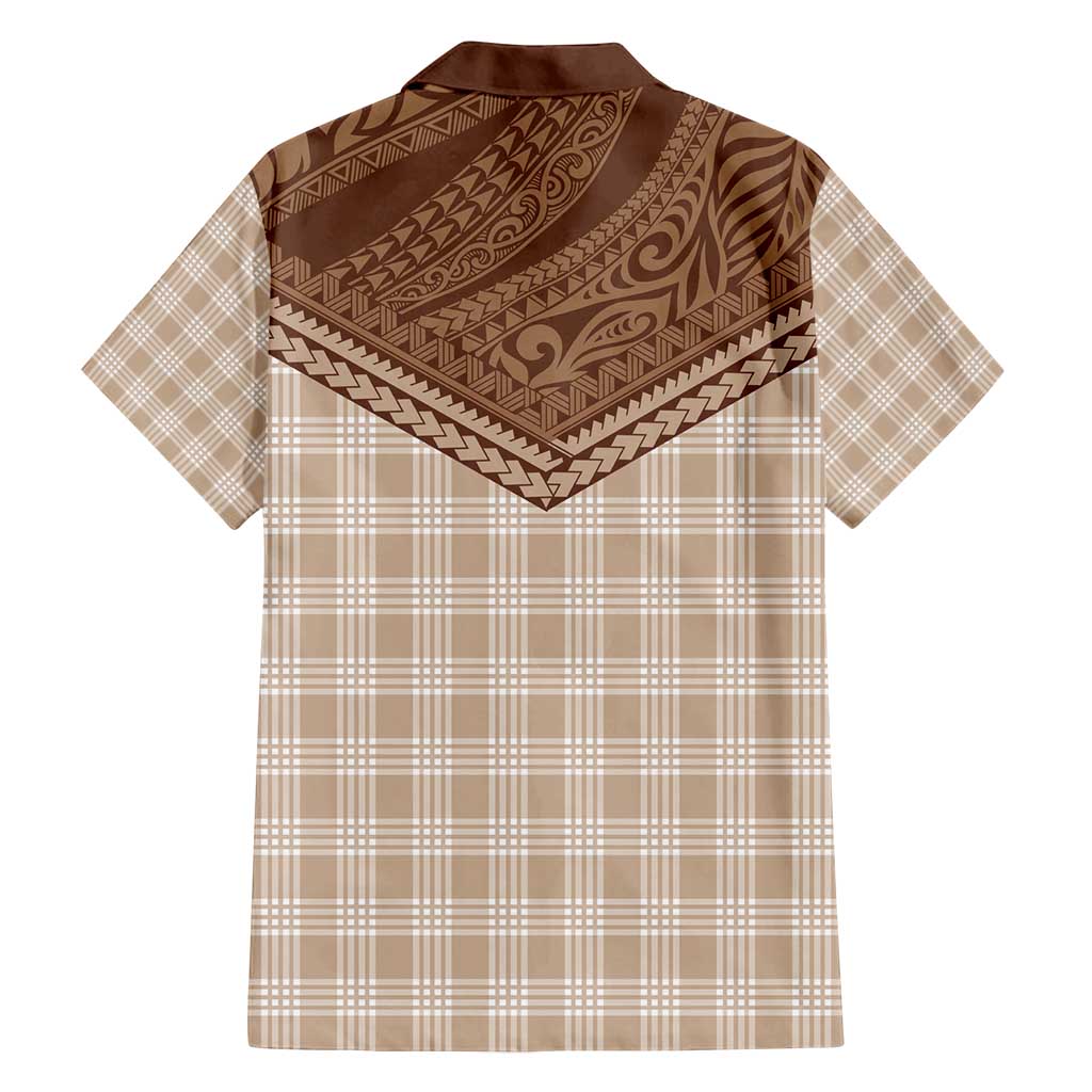 Aloha Hawaii Cowboys Paniolo Family Matching Puletasi and Hawaiian Shirt Beige Palaka - Polynesian Pride