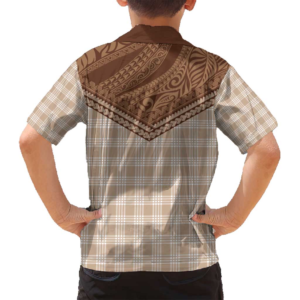 Aloha Hawaii Cowboys Paniolo Family Matching Summer Maxi Dress and Hawaiian Shirt Beige Palaka - Polynesian Pride