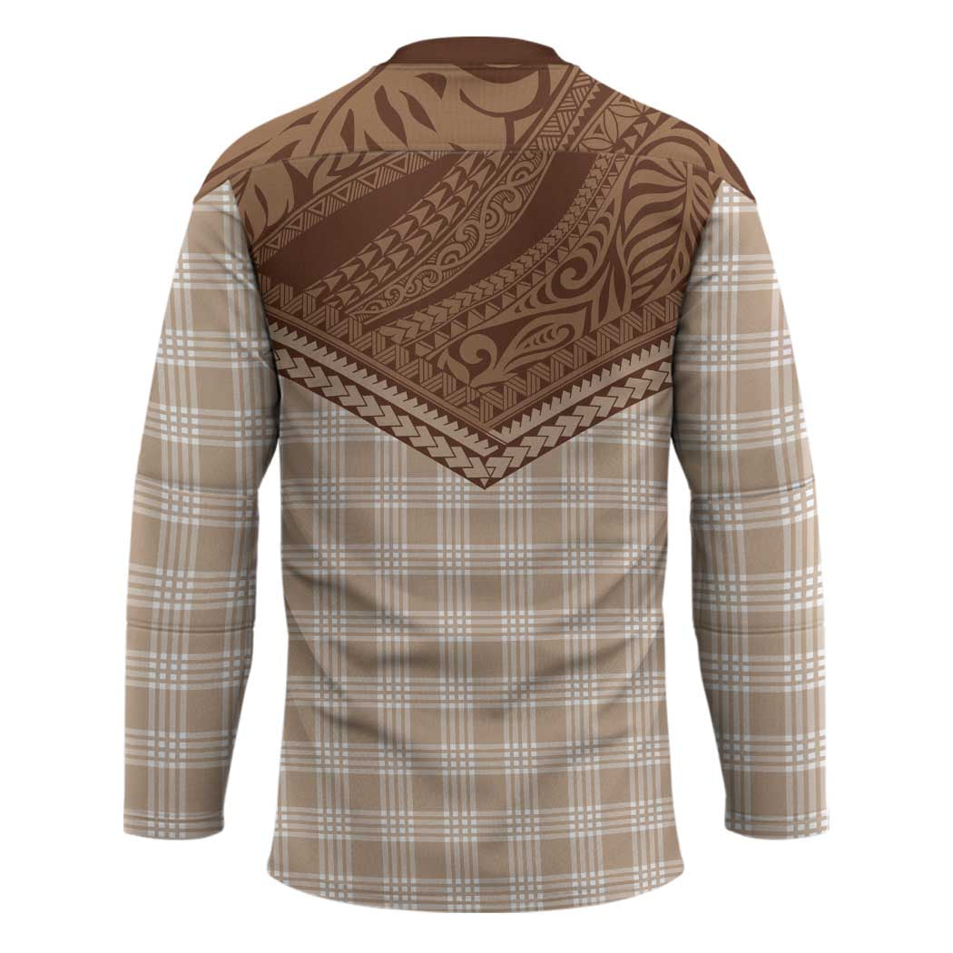 Aloha Hawaii Cowboys Paniolo Hockey Jersey Beige Palaka - Polynesian Pride