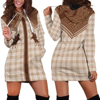 Aloha Hawaii Cowboys Paniolo Hoodie Dress Beige Palaka - Polynesian Pride