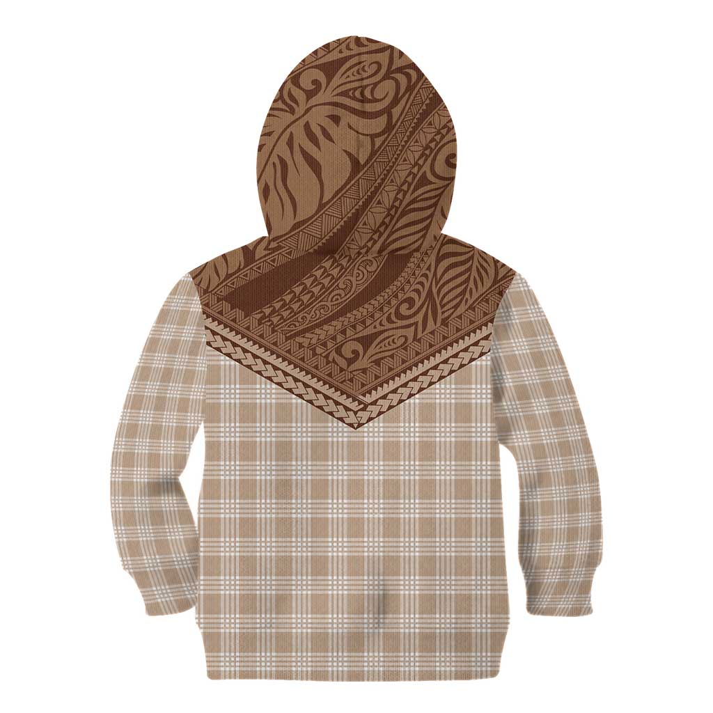 Aloha Hawaii Cowboys Paniolo Kid Hoodie Beige Palaka - Polynesian Pride