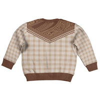 Aloha Hawaii Cowboys Paniolo Kid Ugly Christmas Sweater Beige Palaka - Polynesian Pride