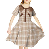 Aloha Hawaii Cowboys Paniolo Kid Short Sleeve Dress Beige Palaka - Polynesian Pride