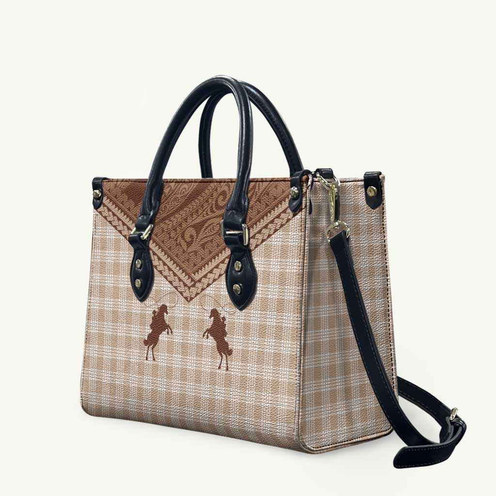 Aloha Hawaii Cowboys Paniolo Leather Bag Beige Palaka - Polynesian Pride