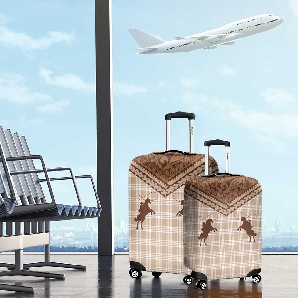 Aloha Hawaii Cowboys Paniolo Luggage Cover Beige Palaka - Polynesian Pride