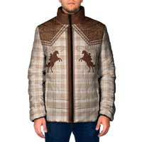 Aloha Hawaii Cowboys Paniolo Padded Jacket Beige Palaka - Polynesian Pride