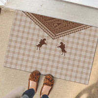 Aloha Hawaii Cowboys Paniolo Rubber Doormat Beige Palaka - Polynesian Pride
