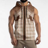 Aloha Hawaii Cowboys Paniolo Sleeveless Zip Hoodie Beige Palaka LT7