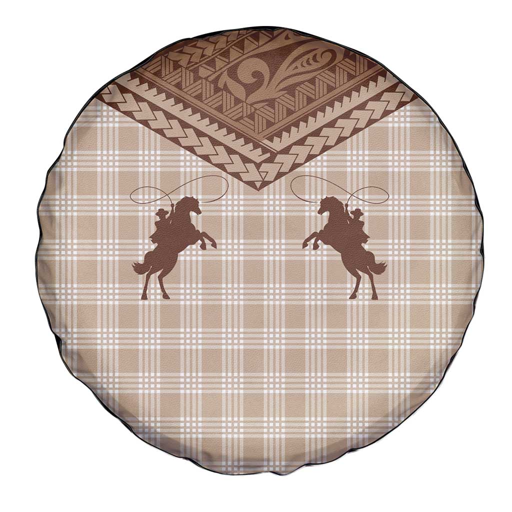 Aloha Hawaii Cowboys Paniolo Spare Tire Cover Beige Palaka - Polynesian Pride