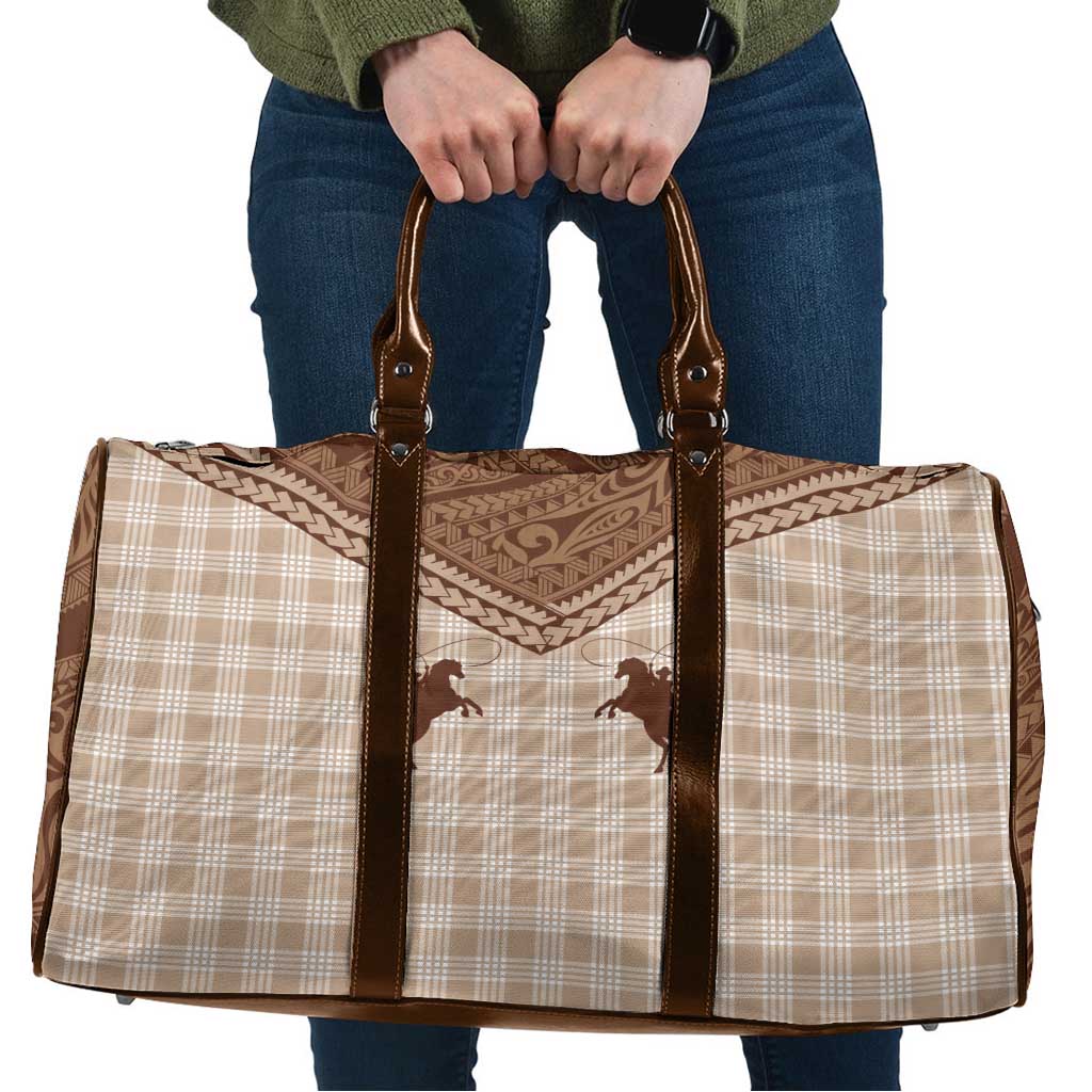 Aloha Hawaii Cowboys Paniolo Travel Bag Beige Palaka - Polynesian Pride