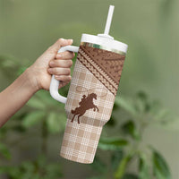 Aloha Hawaii Cowboys Paniolo Tumbler With Handle Beige Palaka - Polynesian Pride