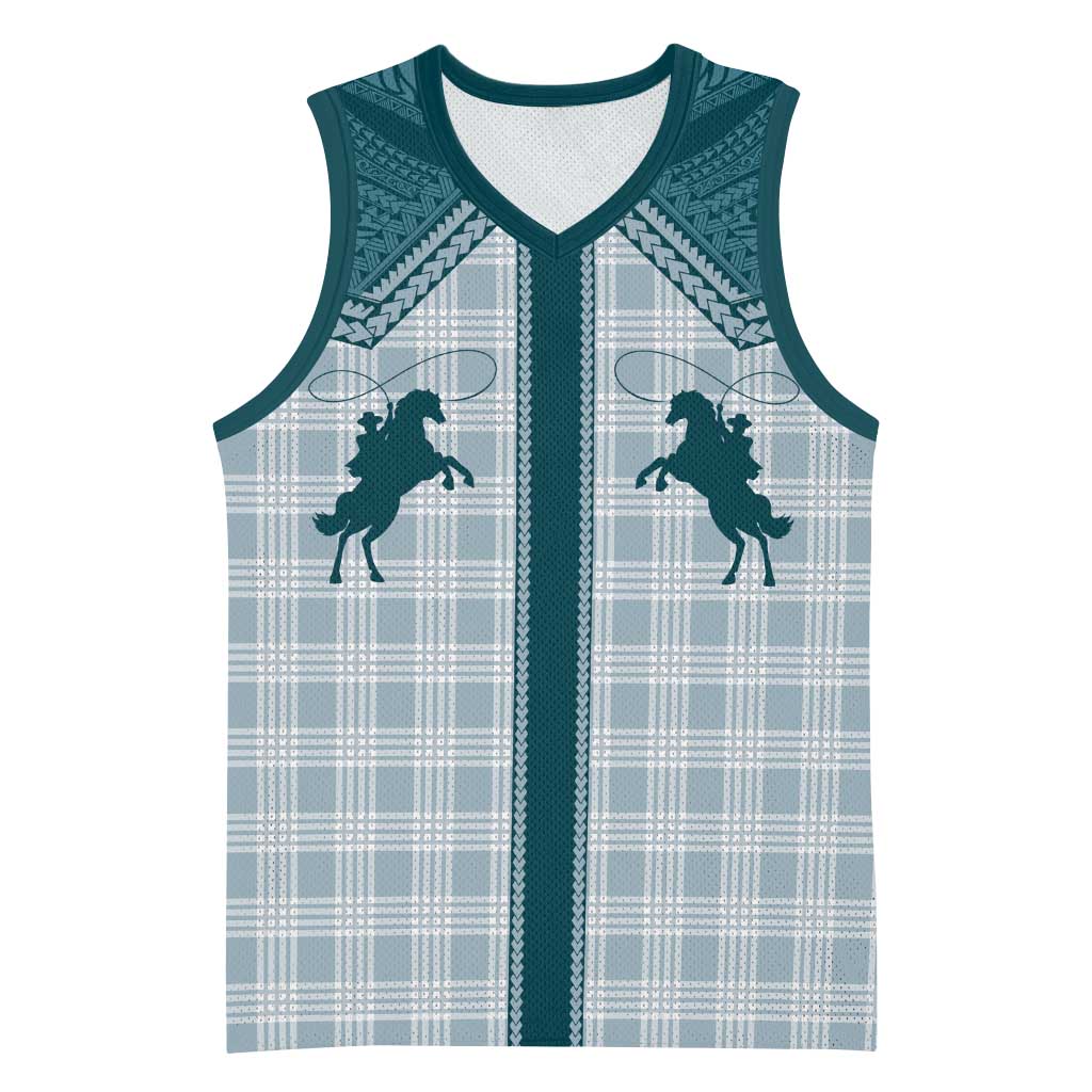 Aloha Hawaii Cowboys Paniolo Basketball Jersey Teal Palaka - Polynesian Pride