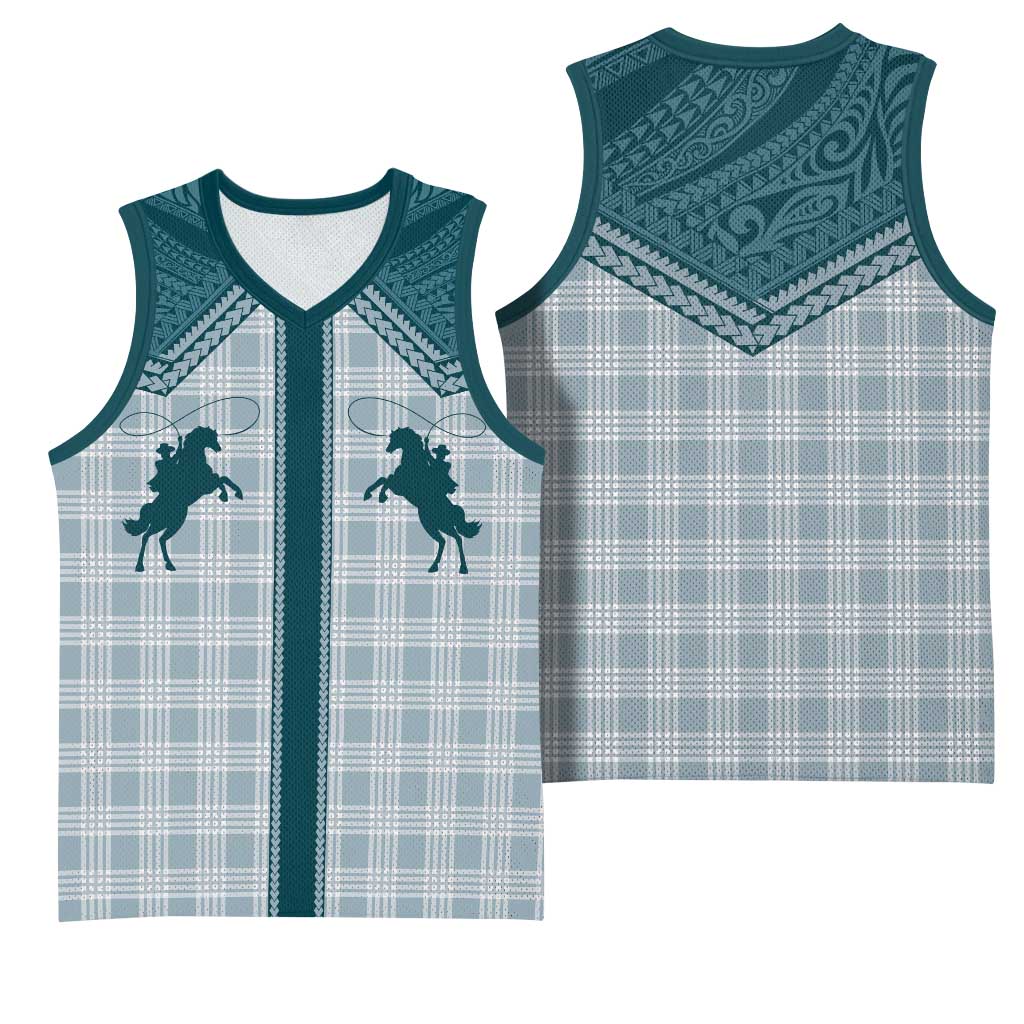 Aloha Hawaii Cowboys Paniolo Basketball Jersey Teal Palaka - Polynesian Pride