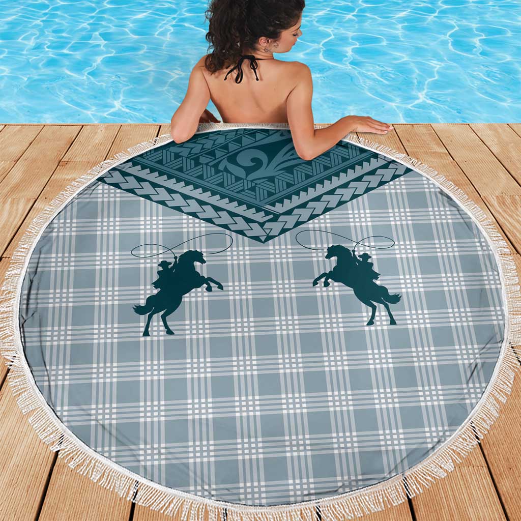 Aloha Hawaii Cowboys Paniolo Beach Blanket Teal Palaka - Polynesian Pride