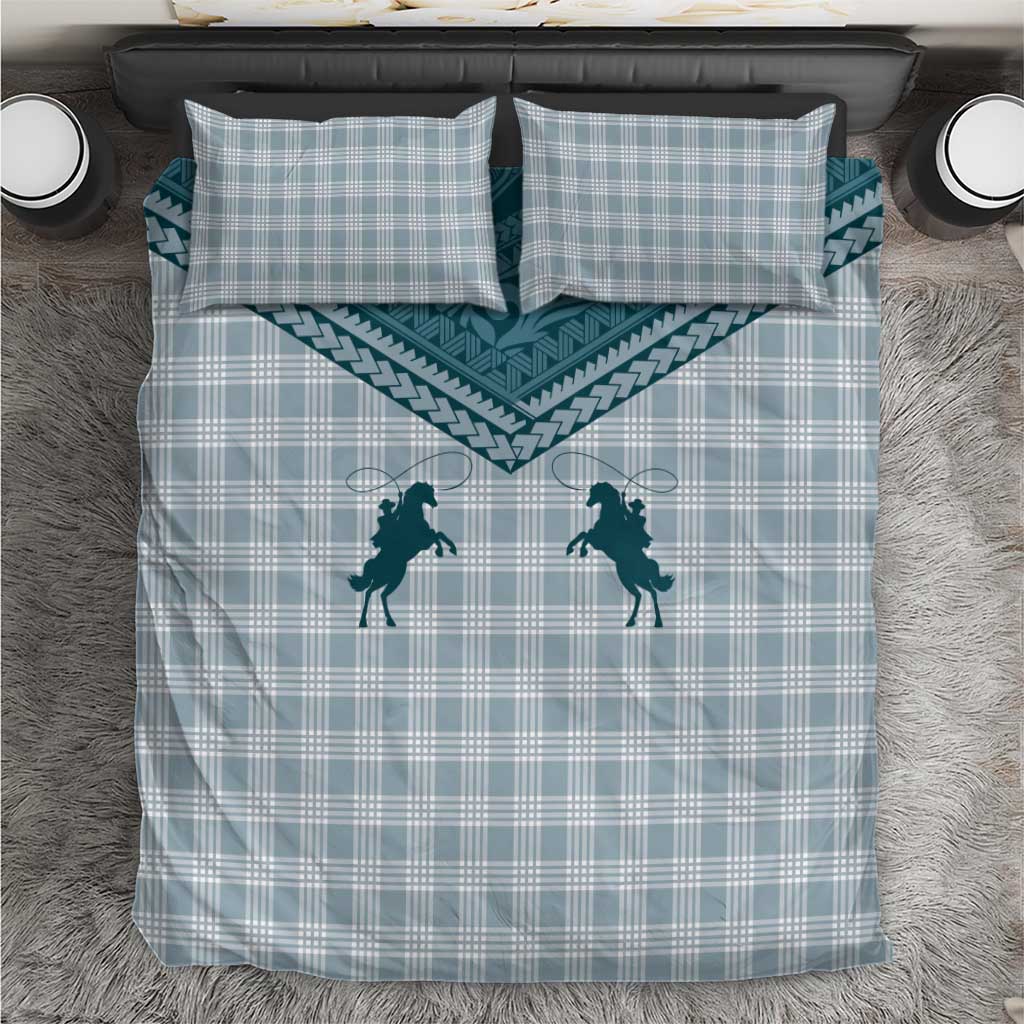 Aloha Hawaii Cowboys Paniolo Bedding Set Teal Palaka - Polynesian Pride