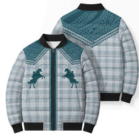 Aloha Hawaii Cowboys Paniolo Bomber Puffer Jacket Teal Palaka - Polynesian Pride