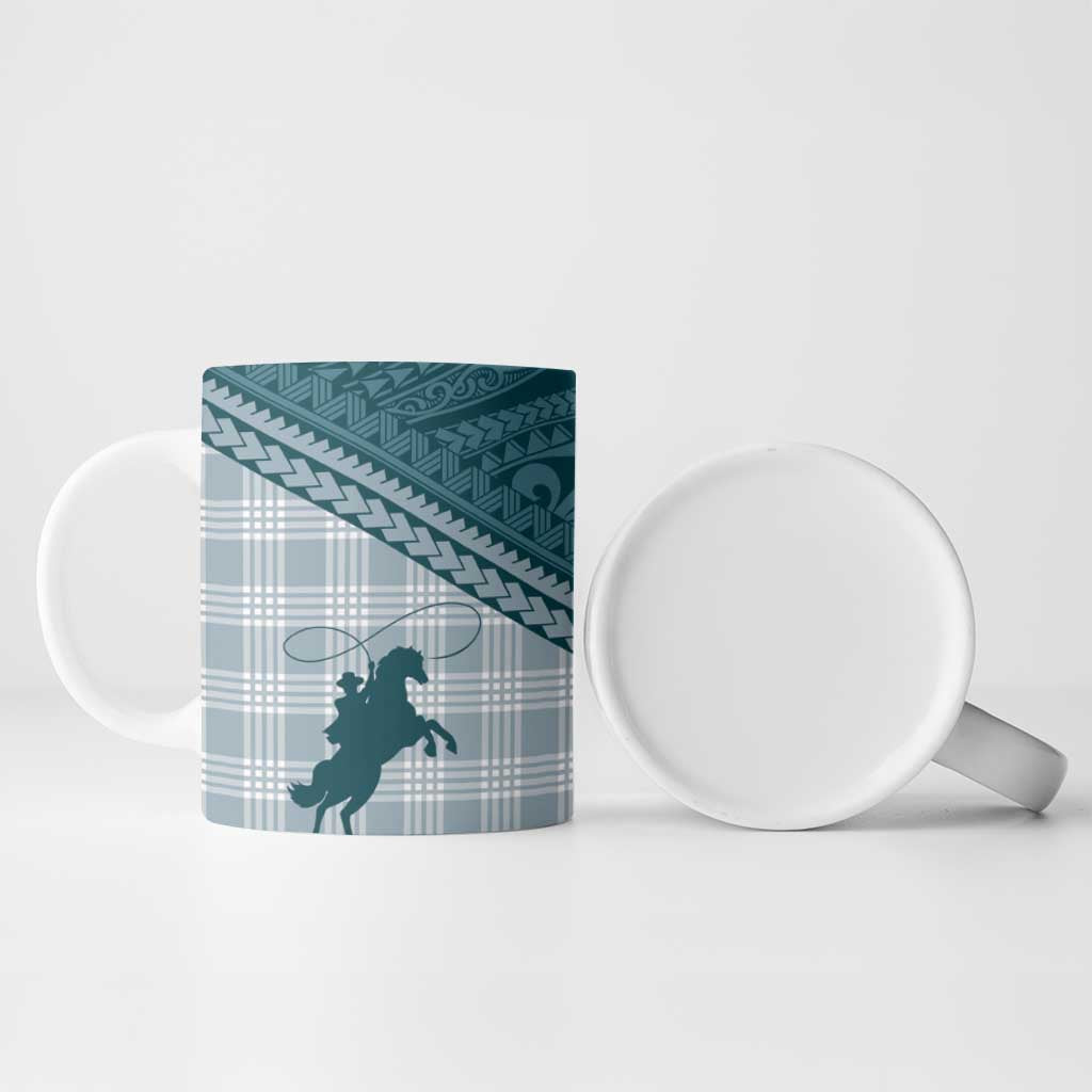 Aloha Hawaii Cowboys Paniolo Ceramic Mug Teal Palaka - Polynesian Pride