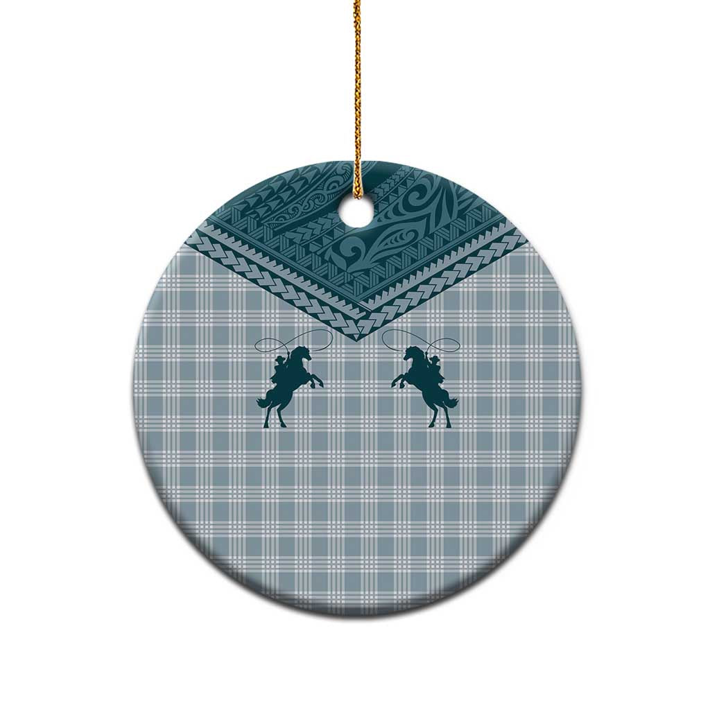 Aloha Hawaii Cowboys Paniolo Ceramic Ornament Teal Palaka - Polynesian Pride