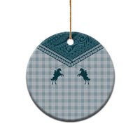 Aloha Hawaii Cowboys Paniolo Ceramic Ornament Teal Palaka - Polynesian Pride