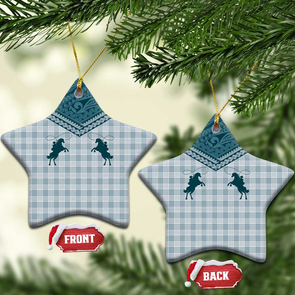 Aloha Hawaii Cowboys Paniolo Ceramic Ornament Teal Palaka - Polynesian Pride