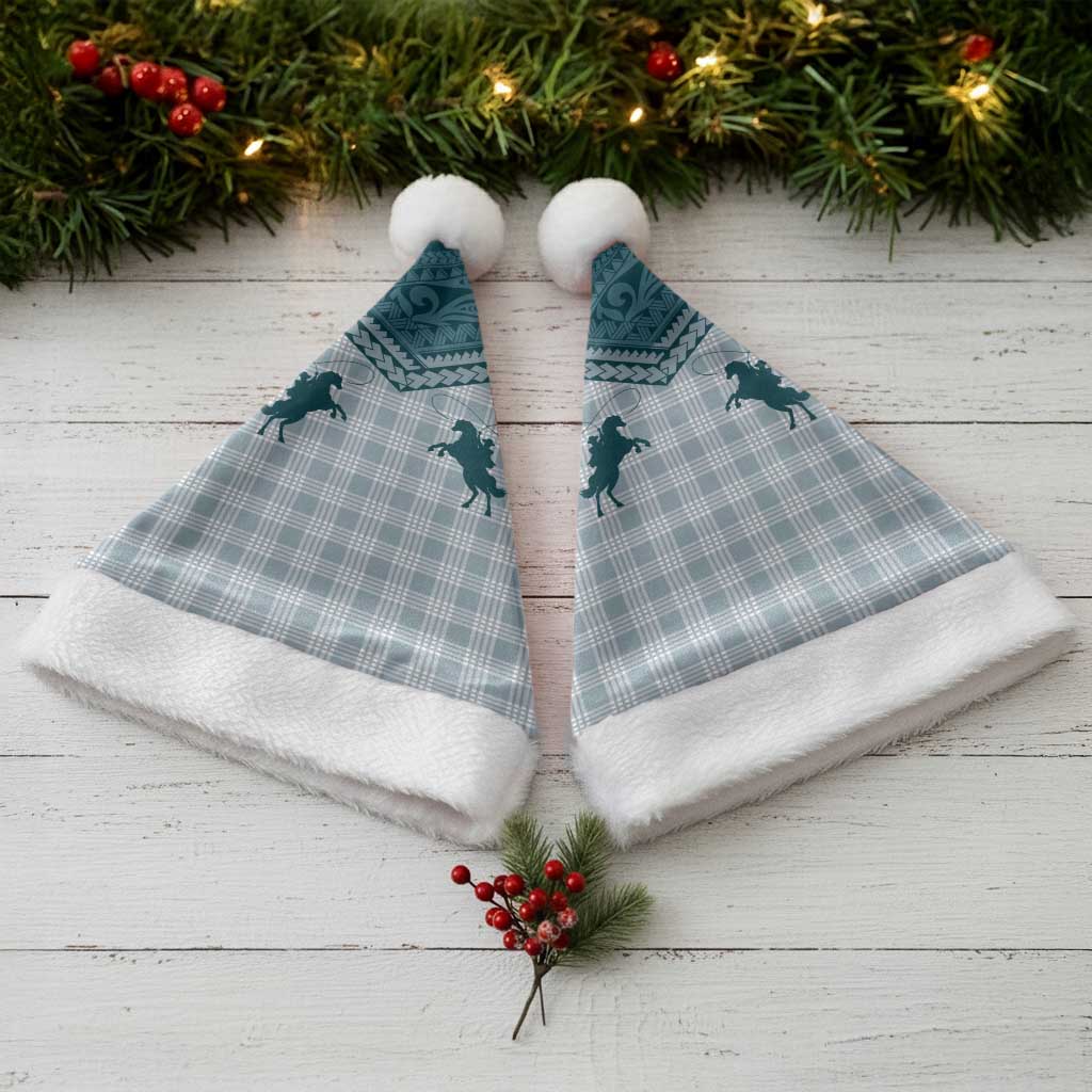 Aloha Hawaii Cowboys Paniolo Christmas Santa Hat Teal Palaka - Polynesian Pride