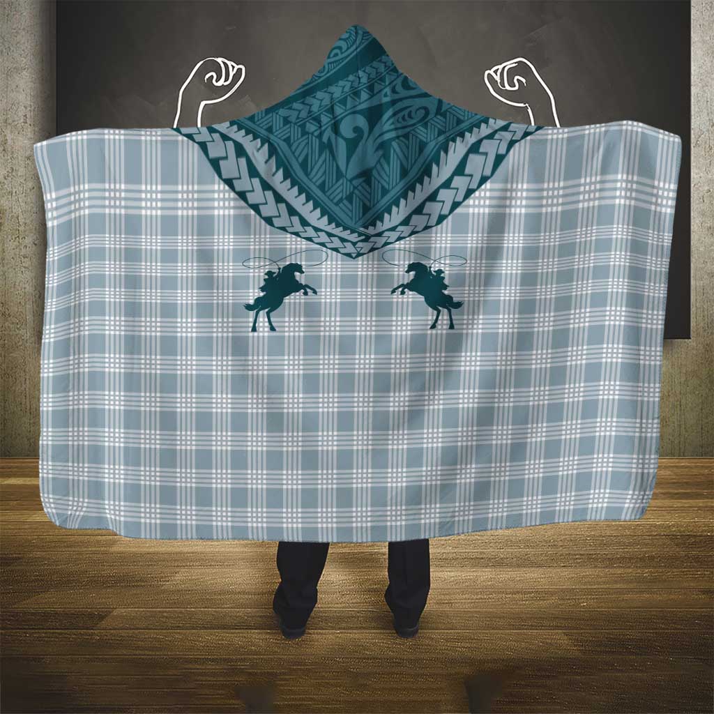 Aloha Hawaii Cowboys Paniolo Hooded Blanket Teal Palaka - Polynesian Pride