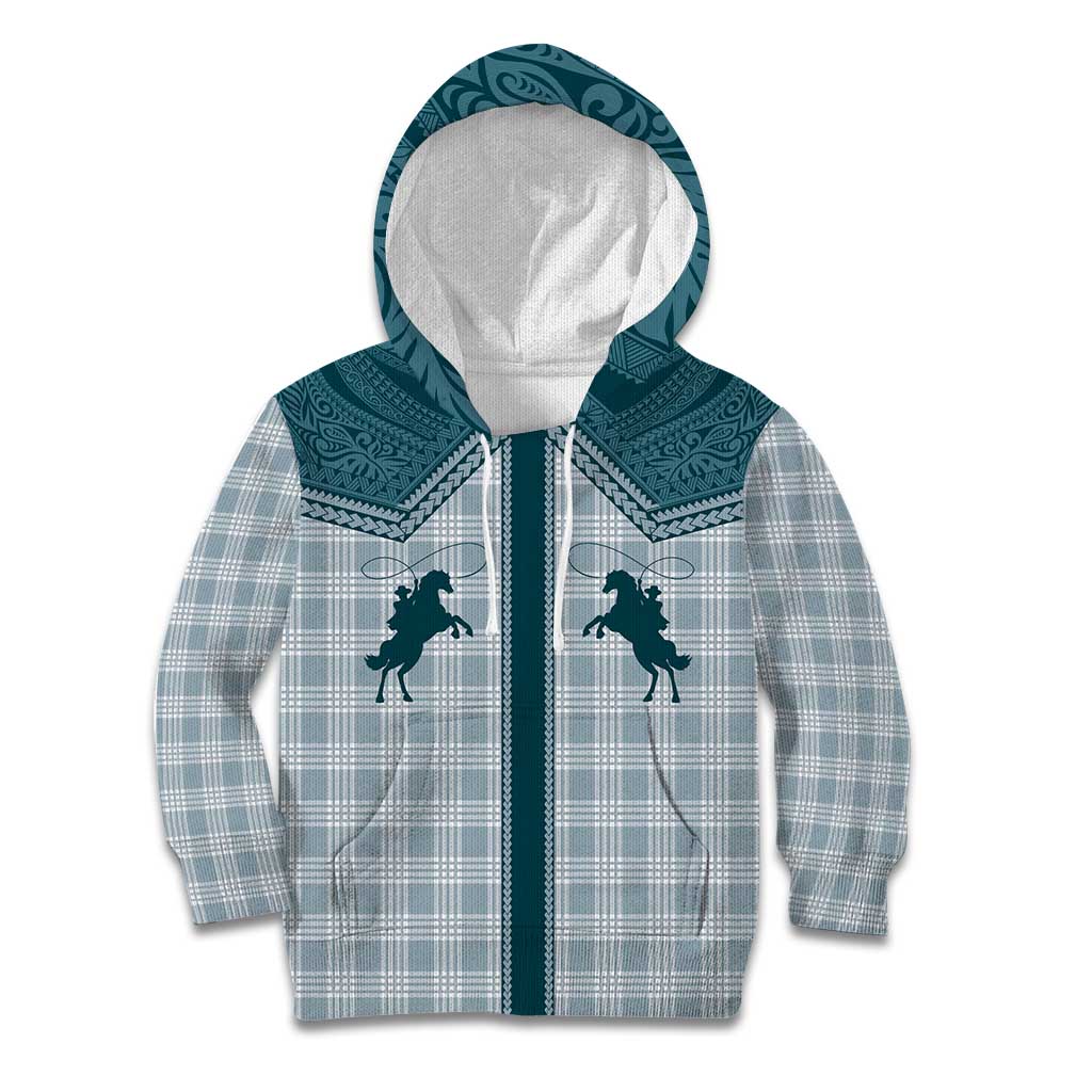 Aloha Hawaii Cowboys Paniolo Kid Hoodie Teal Palaka - Polynesian Pride