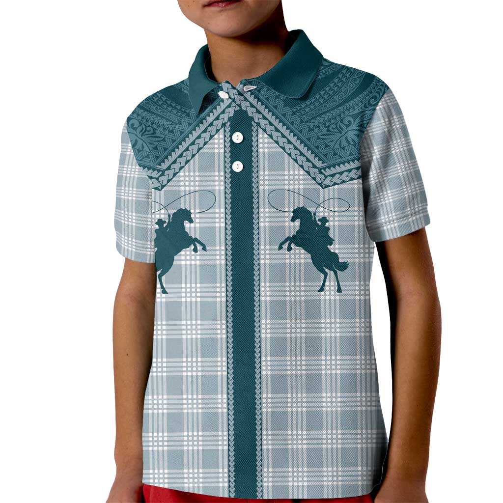 Aloha Hawaii Cowboys Paniolo Kid Polo Shirt Teal Palaka - Polynesian Pride