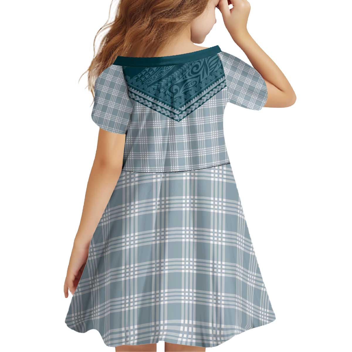 Aloha Hawaii Cowboys Paniolo Kid Short Sleeve Dress Teal Palaka - Polynesian Pride