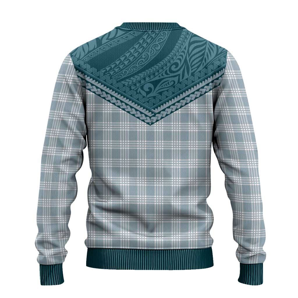 Aloha Hawaii Cowboys Paniolo Ugly Christmas Sweater Teal Palaka - Polynesian Pride