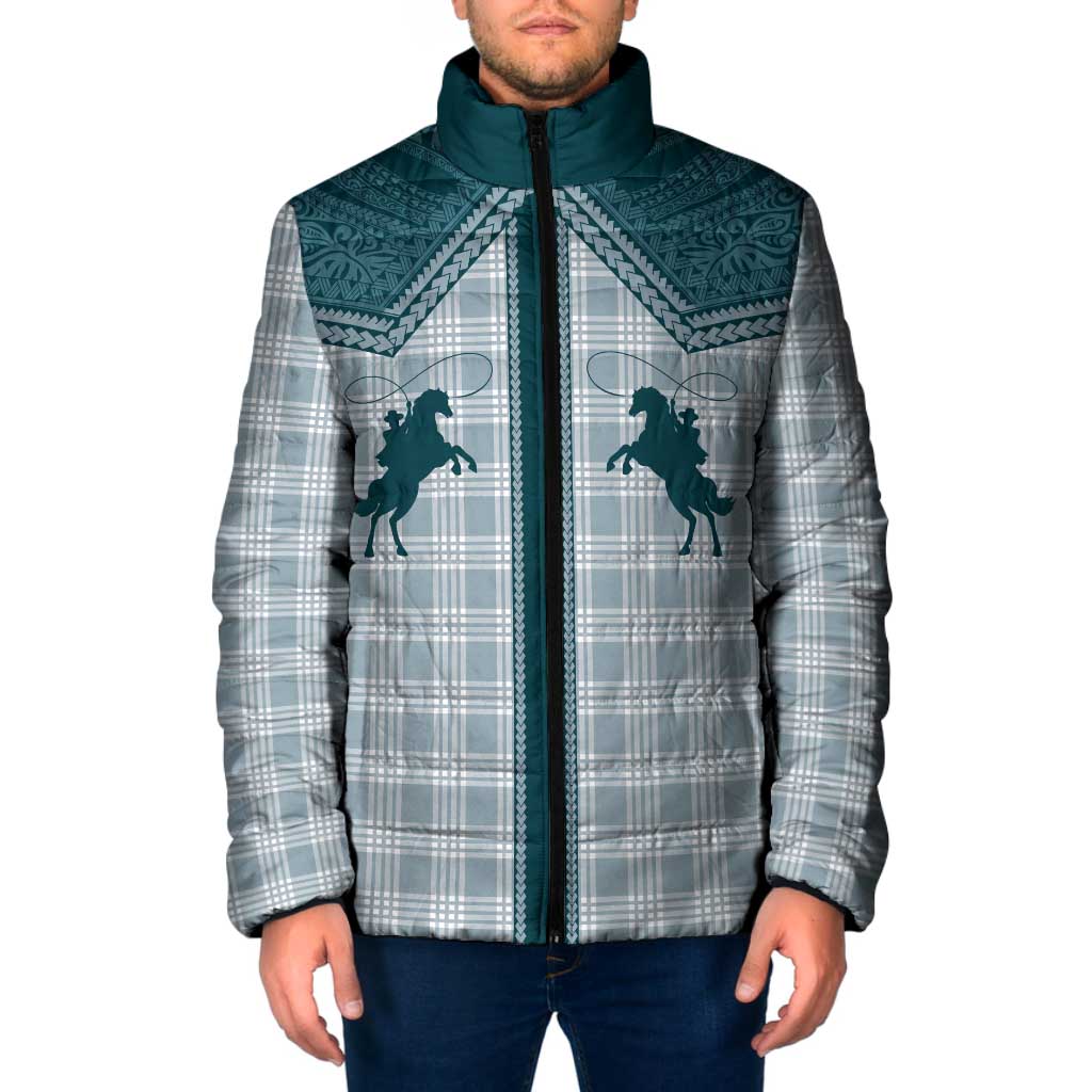 Aloha Hawaii Cowboys Paniolo Padded Jacket Teal Palaka - Polynesian Pride