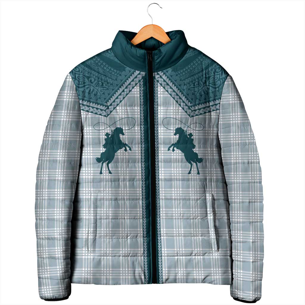 Aloha Hawaii Cowboys Paniolo Padded Jacket Teal Palaka - Polynesian Pride