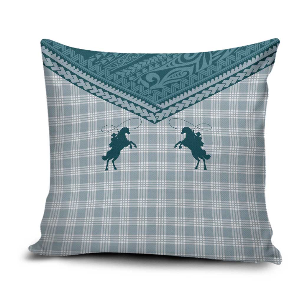 Aloha Hawaii Cowboys Paniolo Pillow Cover Teal Palaka - Polynesian Pride
