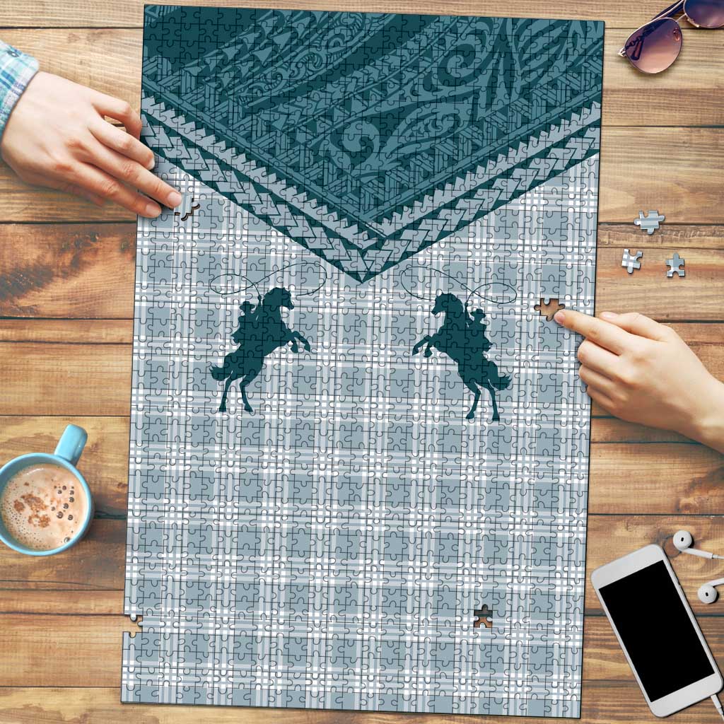 Aloha Hawaii Cowboys Paniolo Puzzle Teal Palaka - Polynesian Pride