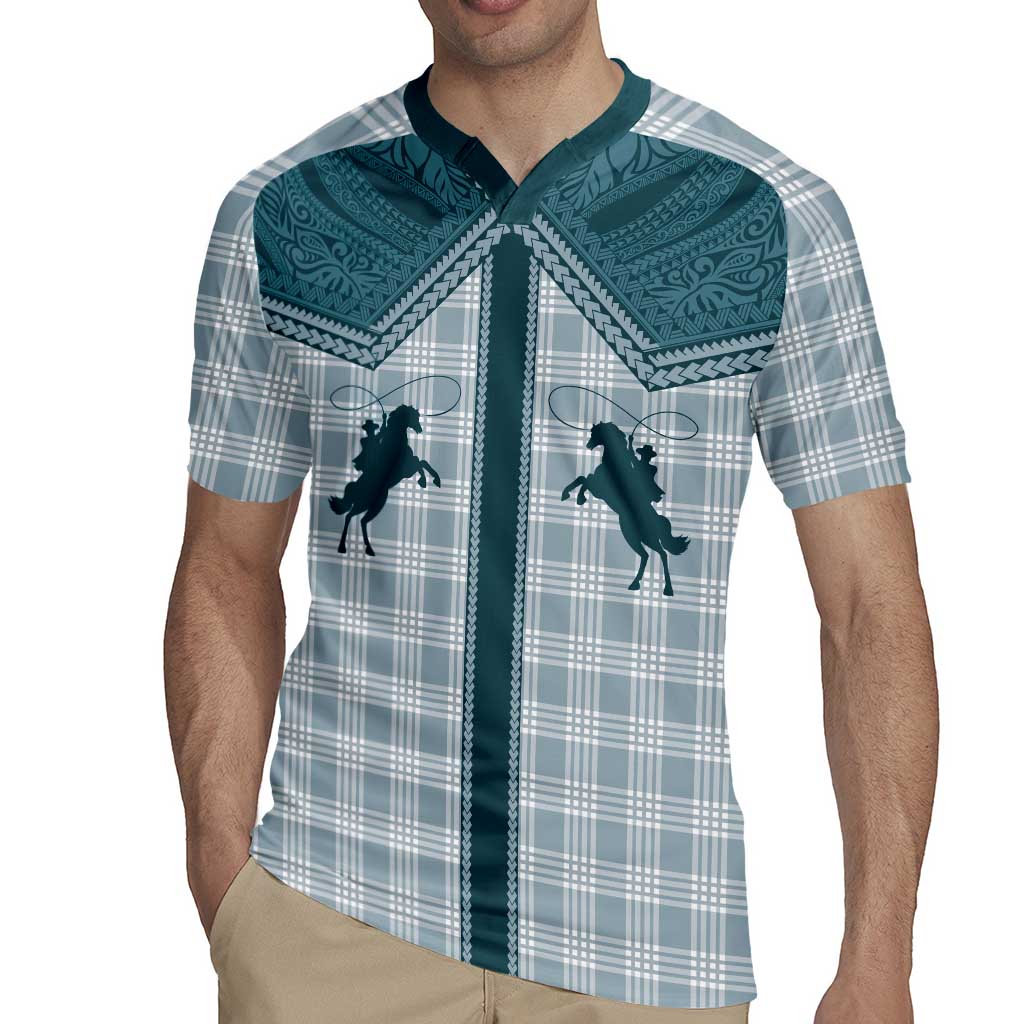 Aloha Hawaii Cowboys Paniolo Rugby Jersey Teal Palaka - Polynesian Pride