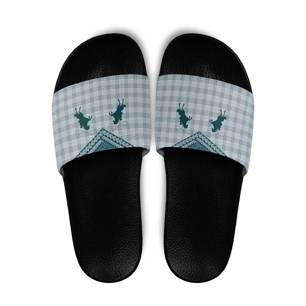 Aloha Hawaii Cowboys Paniolo Slide Sandals Teal Palaka - Polynesian Pride