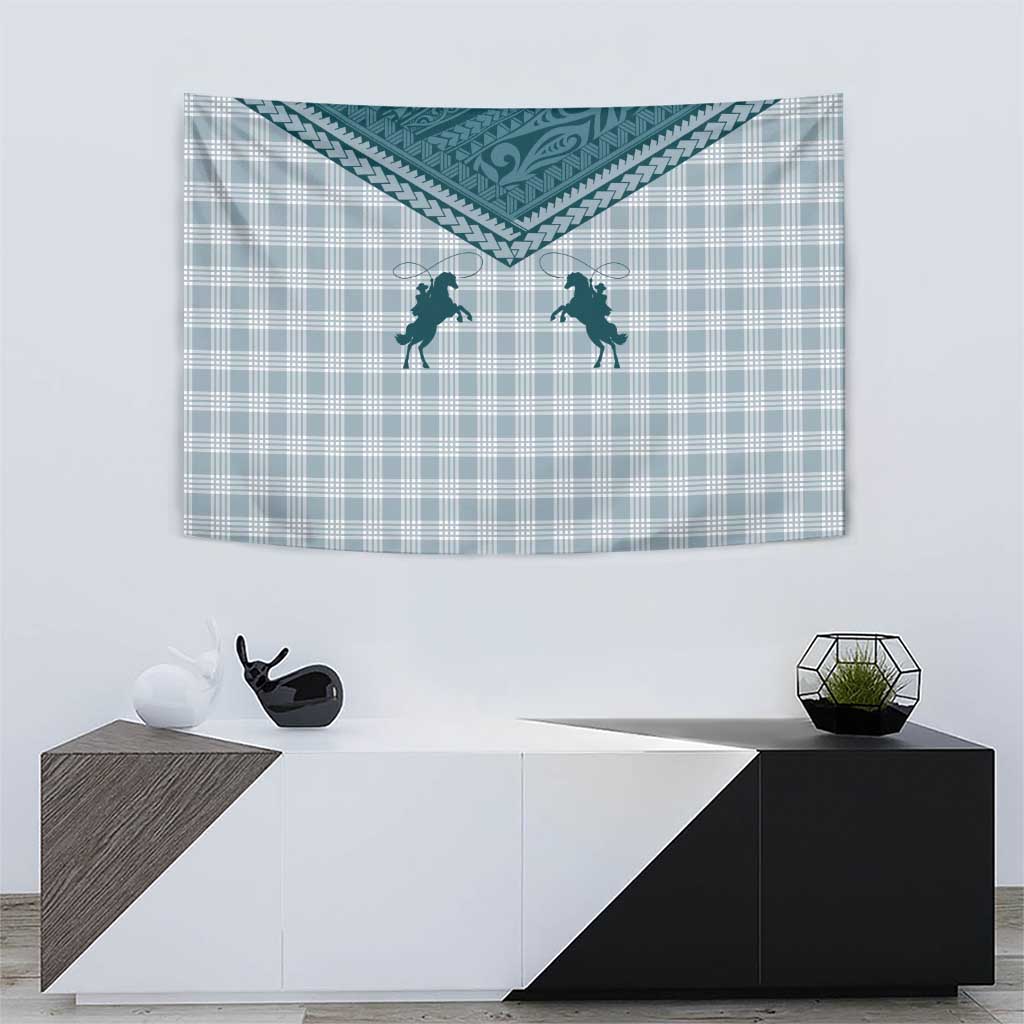 Aloha Hawaii Cowboys Paniolo Tapestry Teal Palaka - Polynesian Pride