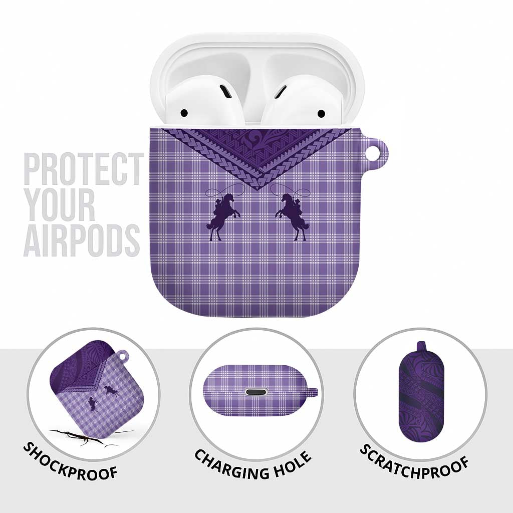 Aloha Hawaii Cowboys Paniolo AirPods Case Violet Palaka - Polynesian Pride