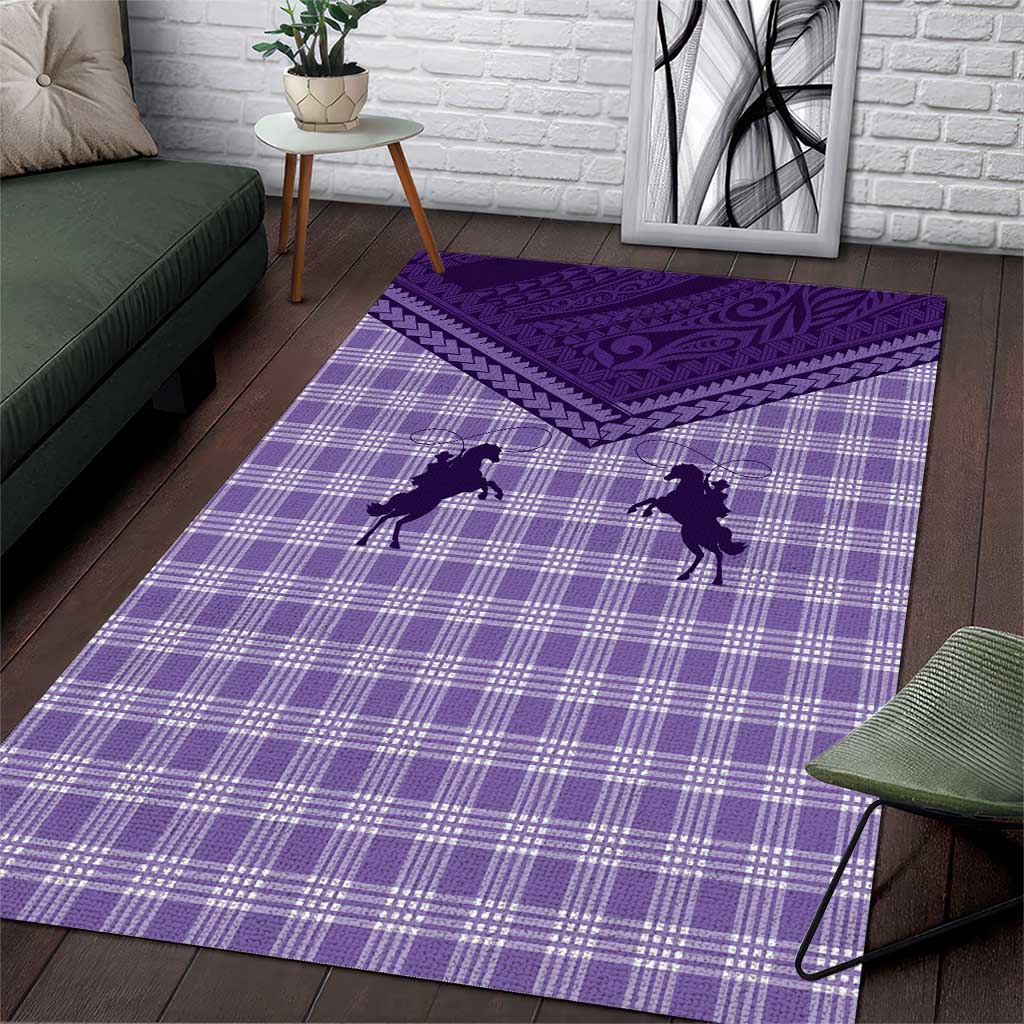 Aloha Hawaii Cowboys Paniolo Area Rug Violet Palaka - Polynesian Pride