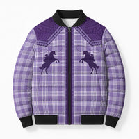 Aloha Hawaii Cowboys Paniolo Bomber Puffer Jacket Violet Palaka - Polynesian Pride