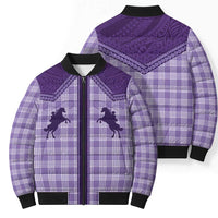 Aloha Hawaii Cowboys Paniolo Bomber Puffer Jacket Violet Palaka - Polynesian Pride