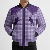 Aloha Hawaii Cowboys Paniolo Bomber Puffer Jacket Violet Palaka - Polynesian Pride